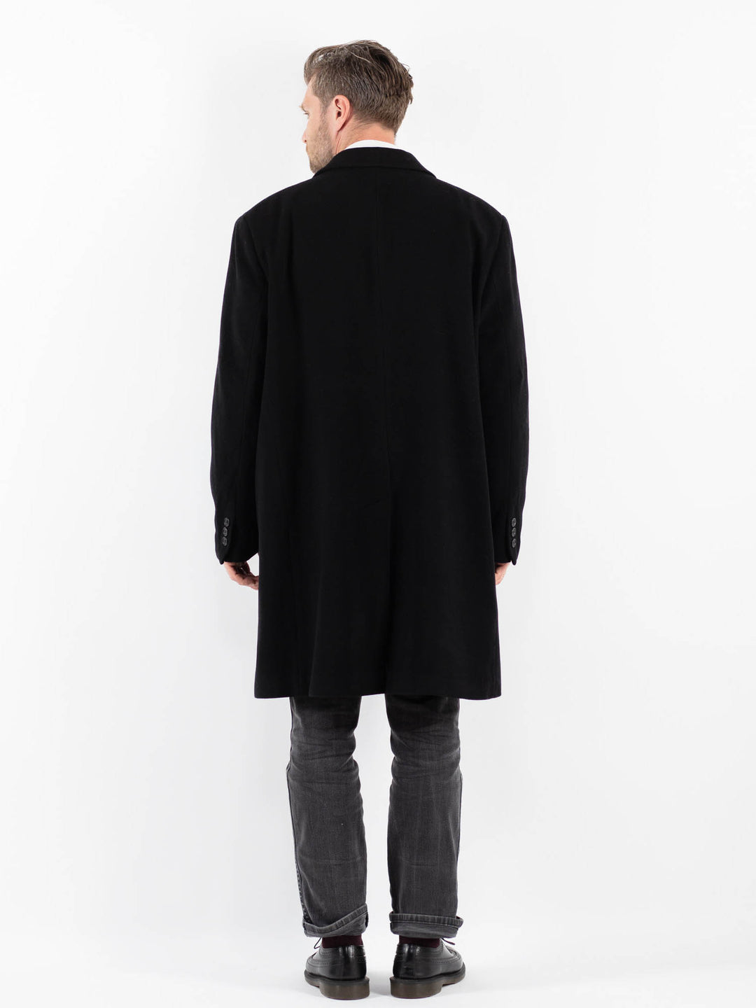 Vintage 90's Men Wool Blend Coat in BlackZ1745