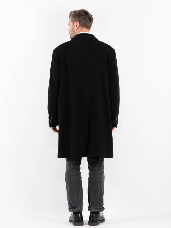 Vintage 90's Men Wool Blend Coat in BlackZ1745