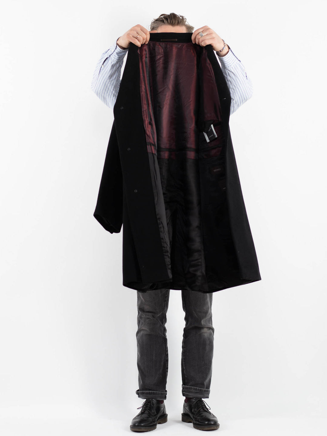 Vintage 90's Men Wool Blend Coat in BlackZ1745