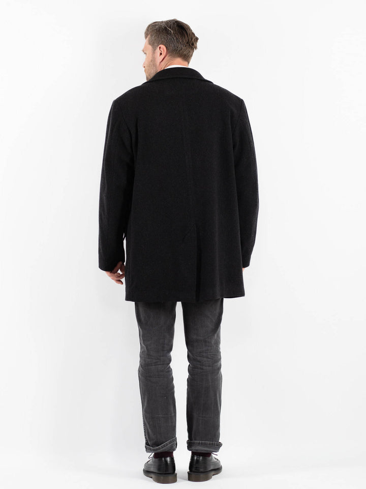 Vintage 90's Men Wool Blend Coat in BlackZ1752