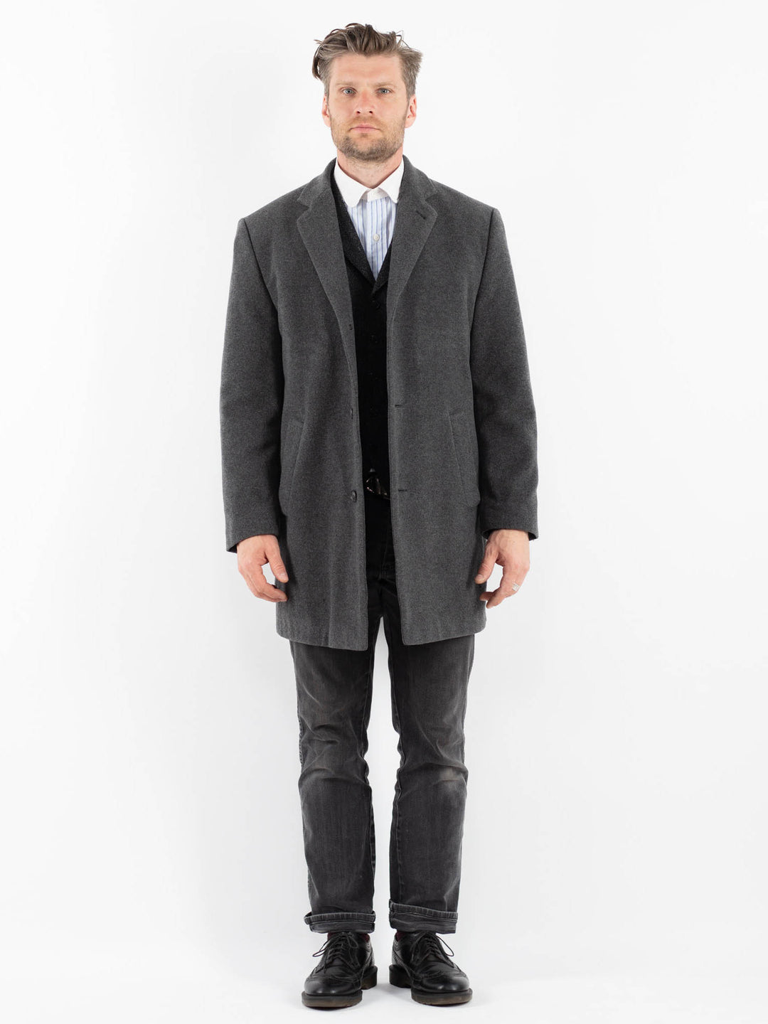 Vintage 90's Men Wool Blend Coat in GrayZ1756