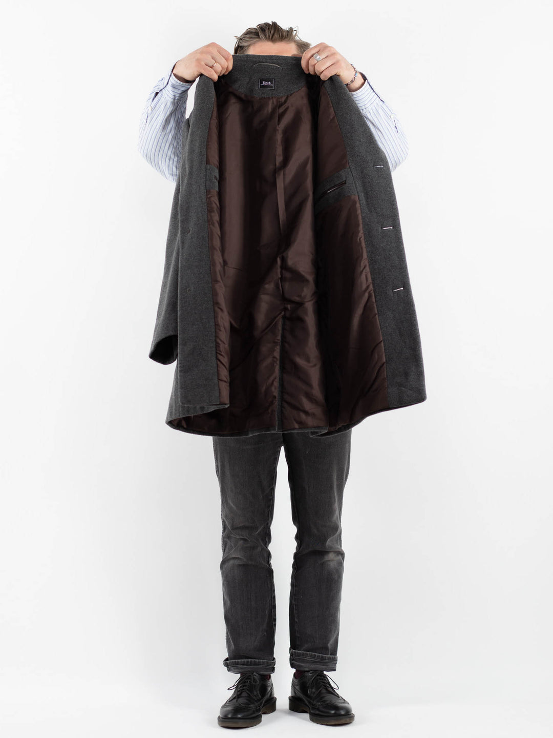 Vintage 90's Men Wool Blend Coat in GrayZ1756