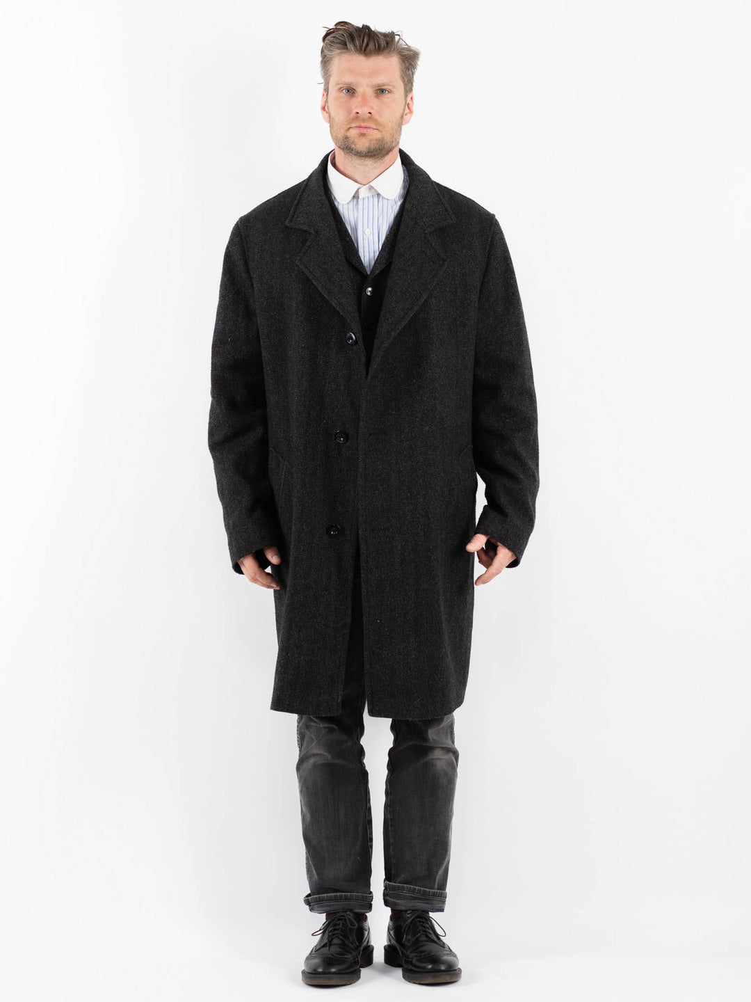 Vintage 90's Men Wool Blend Coat in GrayZ1759