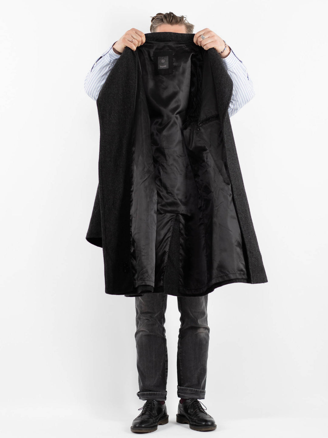 Vintage 90's Men Wool Blend Coat in GrayZ1759