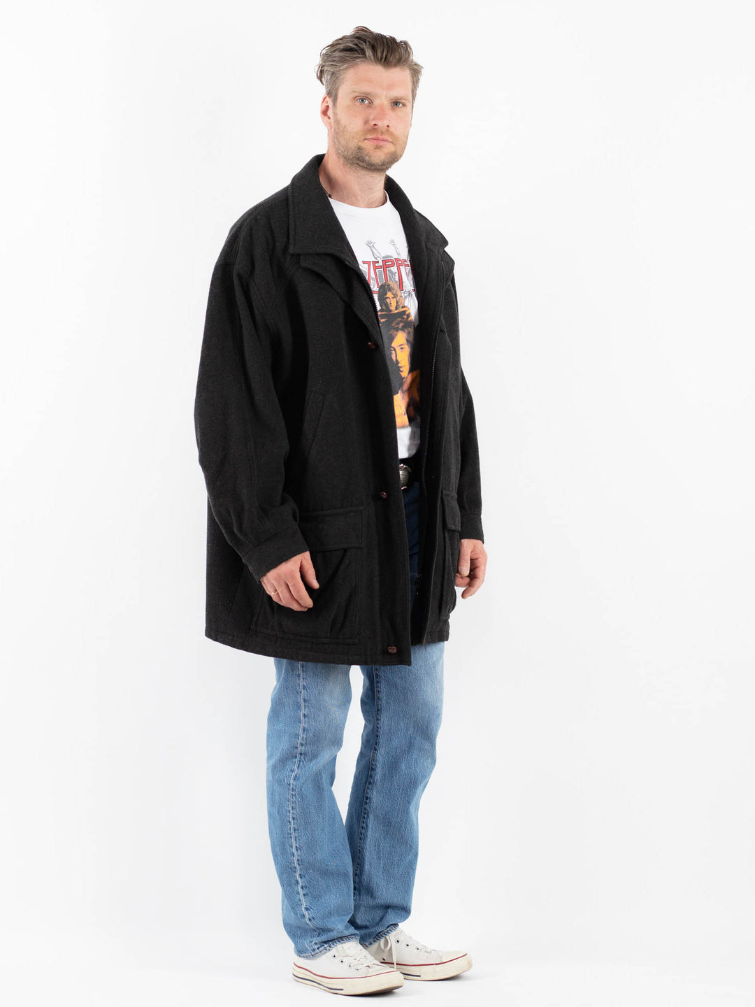 Vintage 90's Men Wool Blend Coat in GrayZ1767