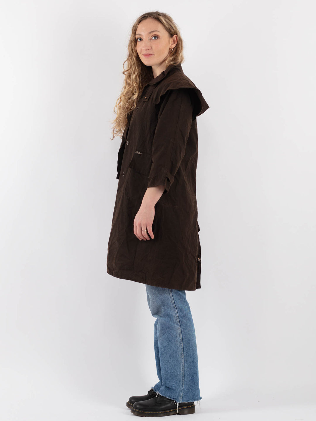 Vintage 90's Women Driza Bone Waxed Cotton Coat in Brown - NorthernGrip