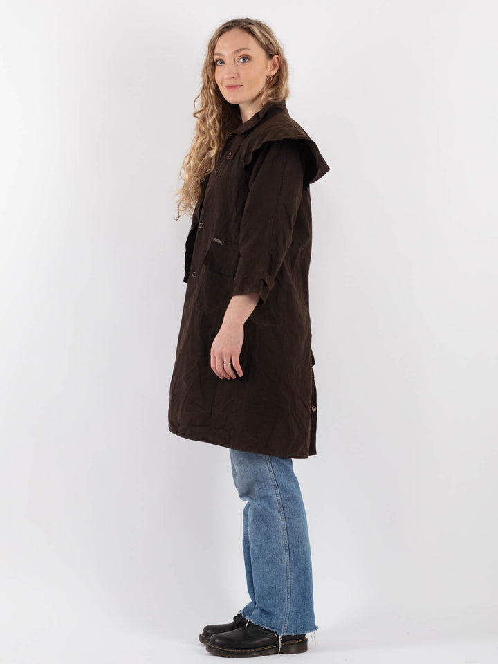 Vintage 90's Women Driza Bone Waxed Cotton Coat in Brown - NorthernGrip