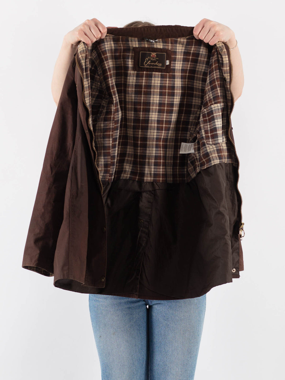 Vintage 90's Women Waxed Cotton Jacket in BrownV9401