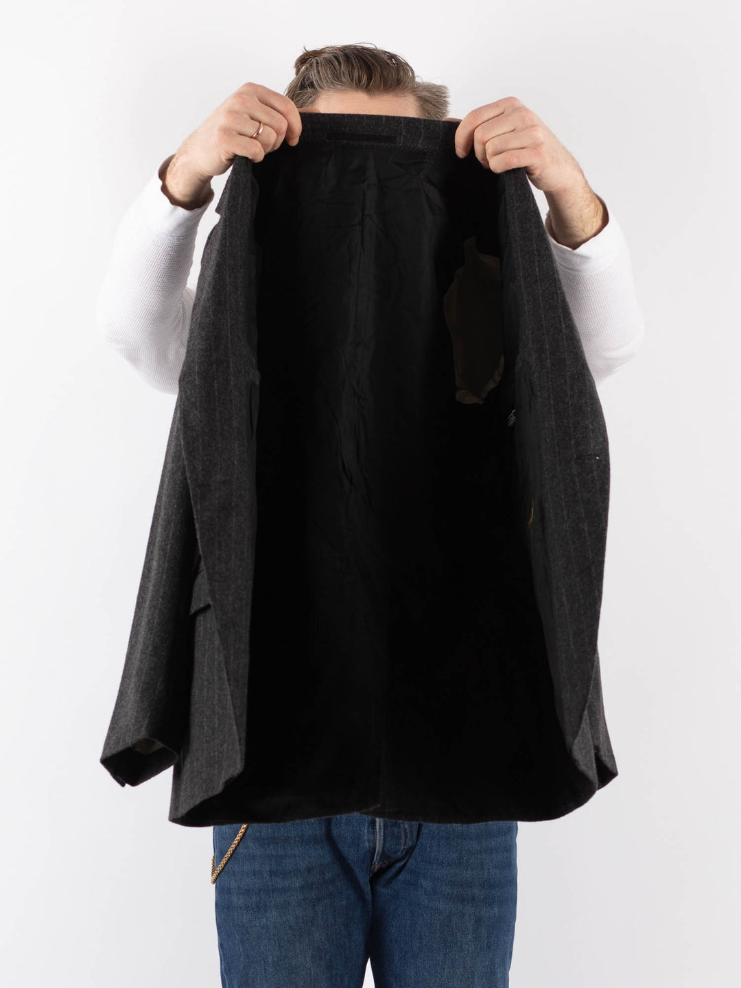 Vintage 90's Men Wool Blazer Jacket in GrayZ1188