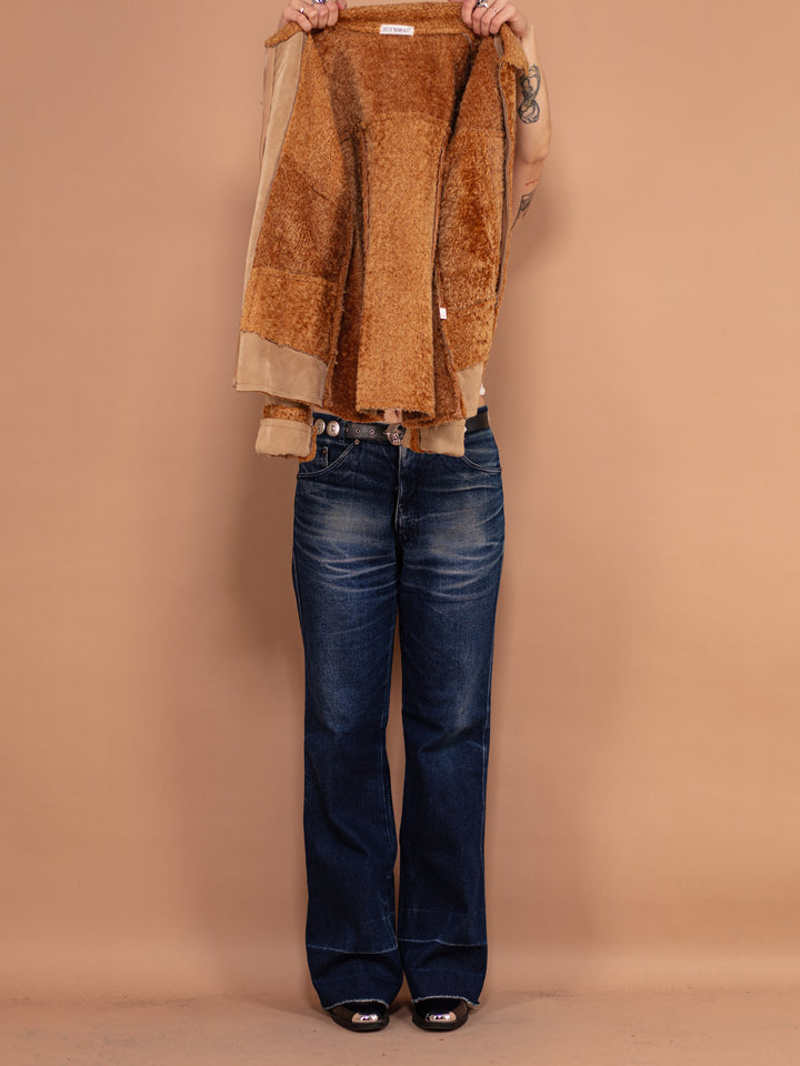 Vintage 00's Women Faux Suede Jacket in Beige - NorthernGrip