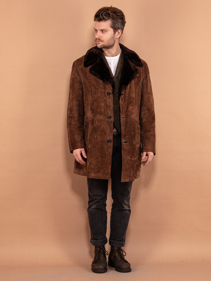 Vintage 70's Men Suede Sherpa Coat in Brown - NorthernGrip