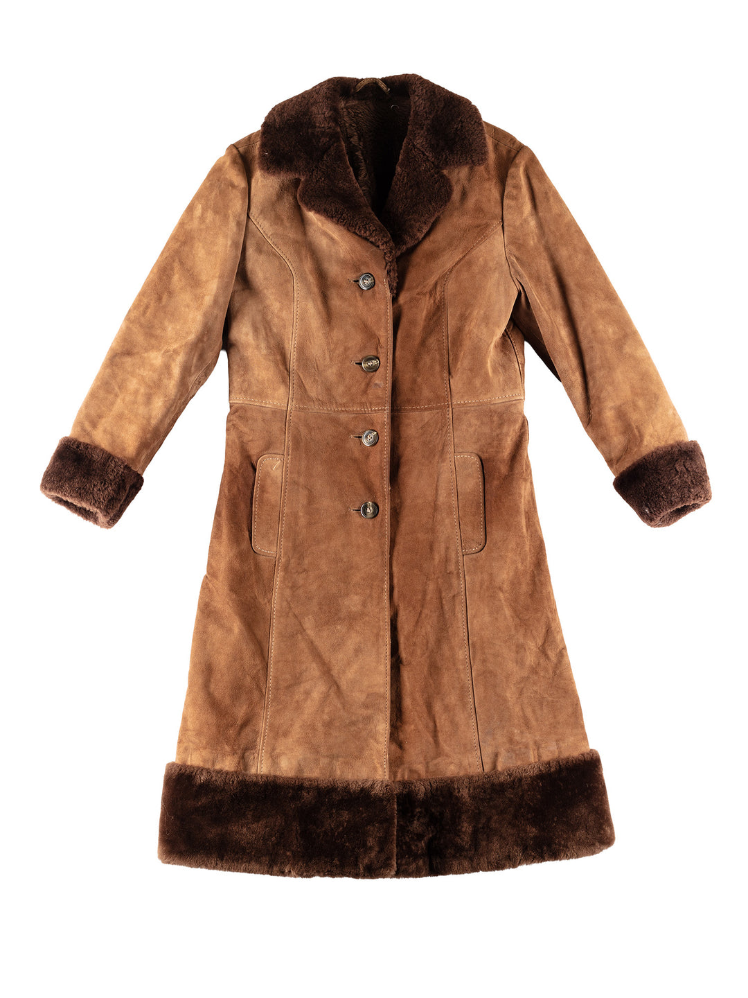 Vintage 70's Women Faux Sheepskin Coat in BrownMN335