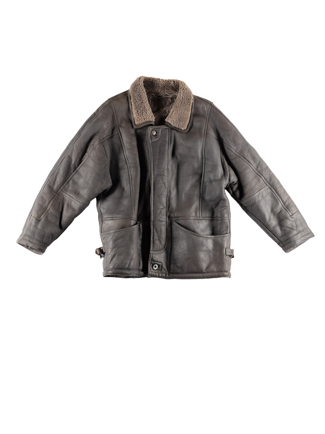 Vintage 80's Men Sheepskin Coat in GrayVN458