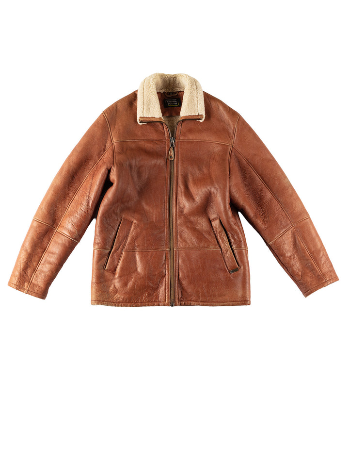 Vintage 80's Men Sheepskin Coat in BrownVN522