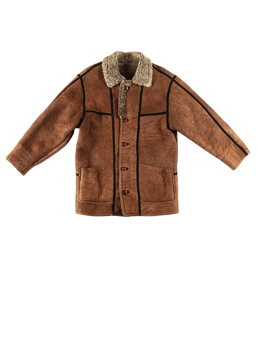 Vintage 80's Men Sheepskin Coat in BrownVN697