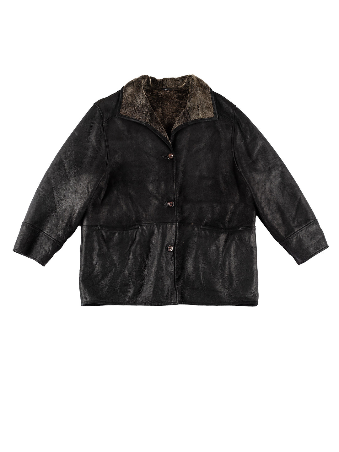 Vintage 80's Women Sheepskin Coat in BlackMN746
