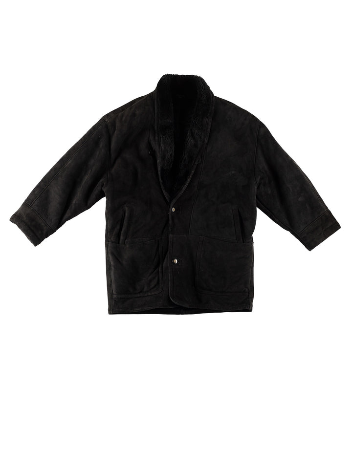 Vintage 80's Men Sheepskin Coat in BlackVN712