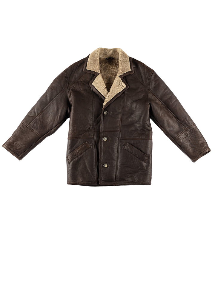 Vintage 80's Men Sheepskin Coat in BrownVN577