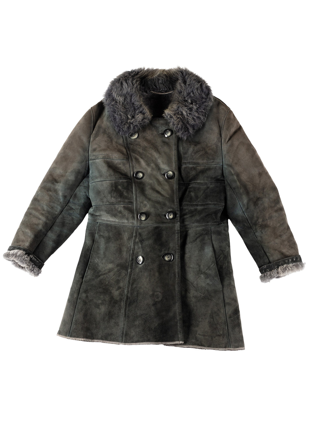 Vintage 70's Women Sheepskin Coat in GrayMN567