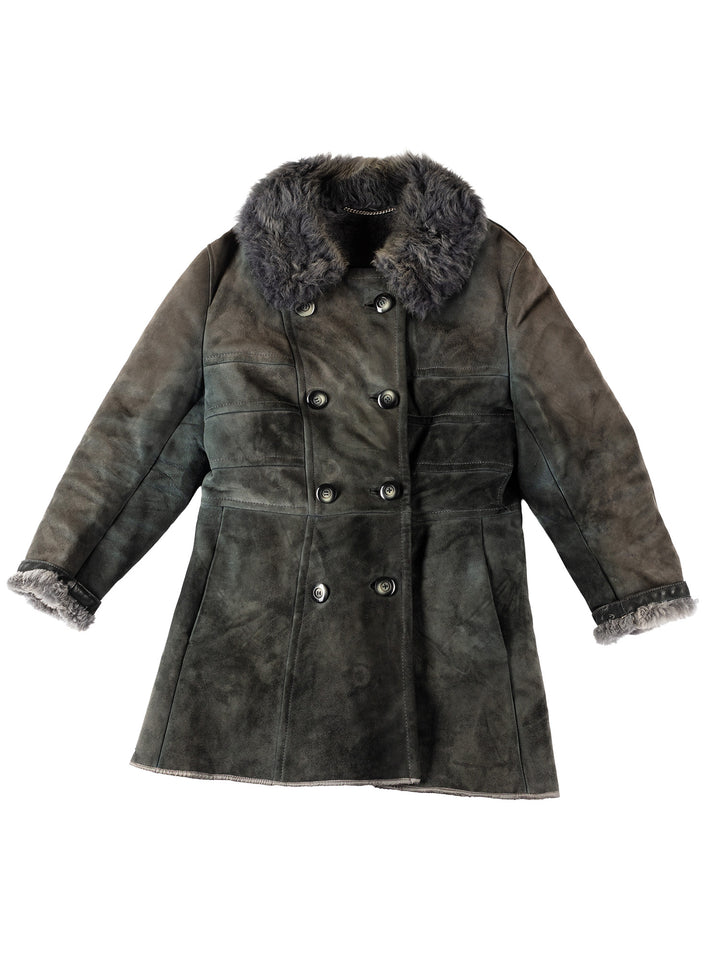 Vintage 70's Women Sheepskin Coat in GrayMN567