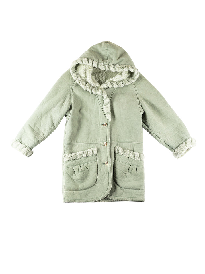 Vintage 80's Women Faux Sheepskin Coat in GreenMN289