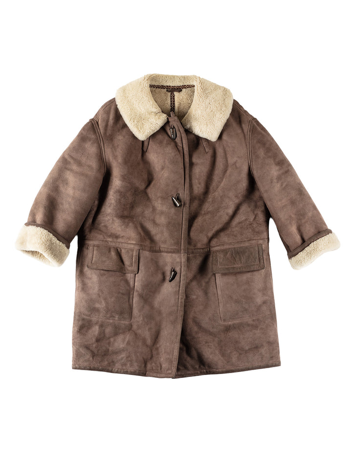 Vintage 90's Women Sheepskin Coat in BrownMN581