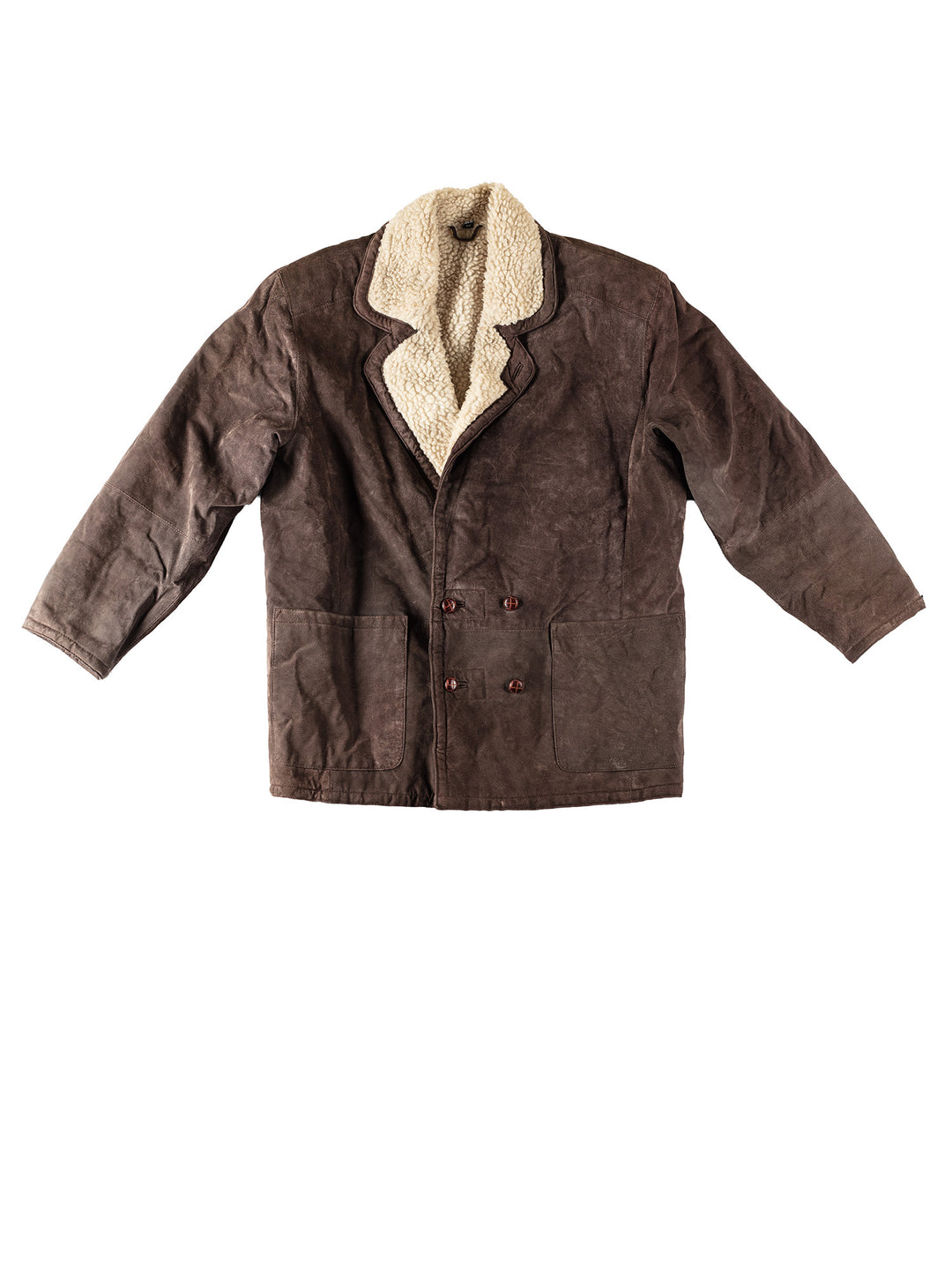 Vintage 90's Men Faux Sheepskin Coat in BrownVN361