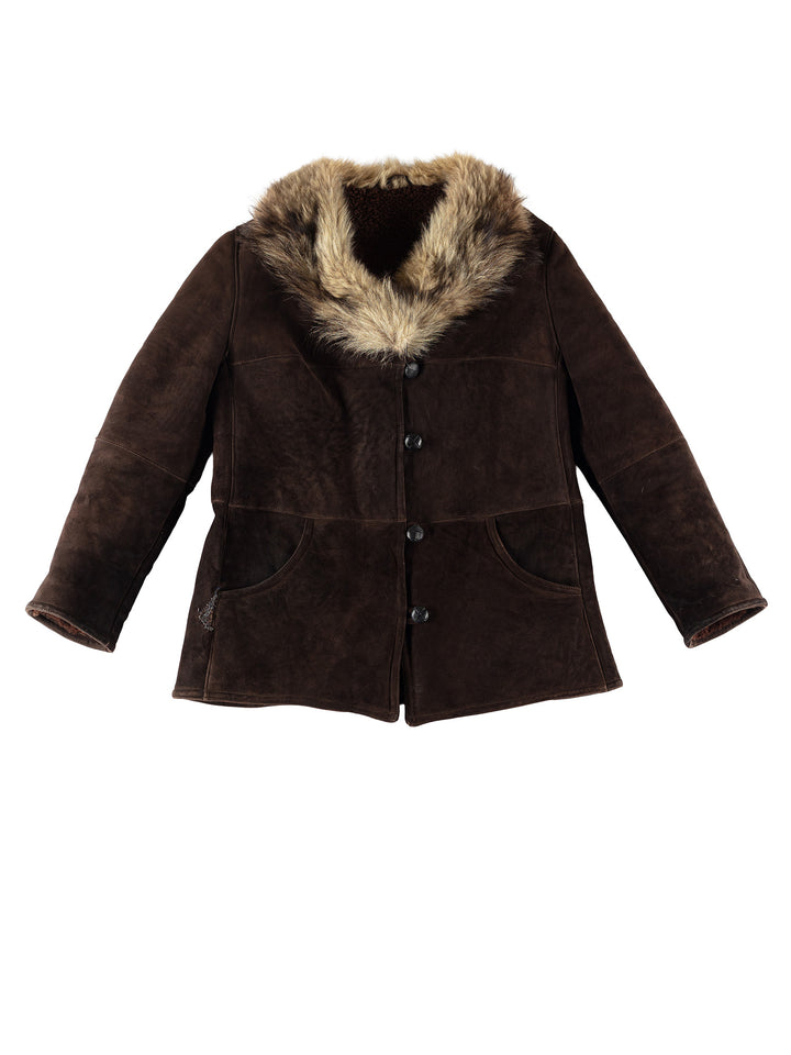 Vintage 70's Women Sheepskin Coat in BrownMN772