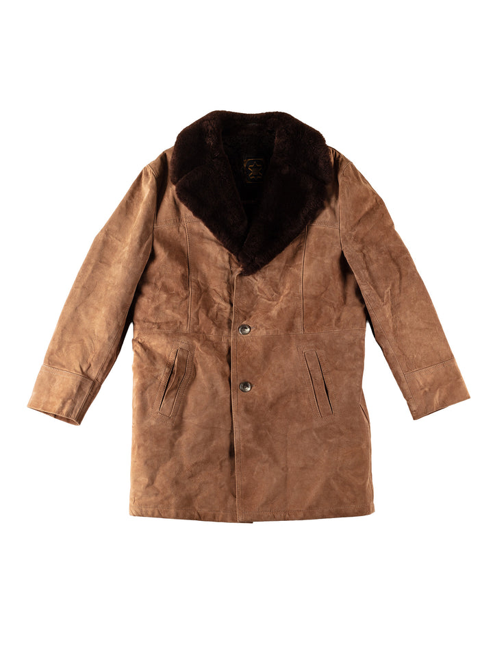 Vintage 80's Men Faux Sheepskin Coat in BrownVN528