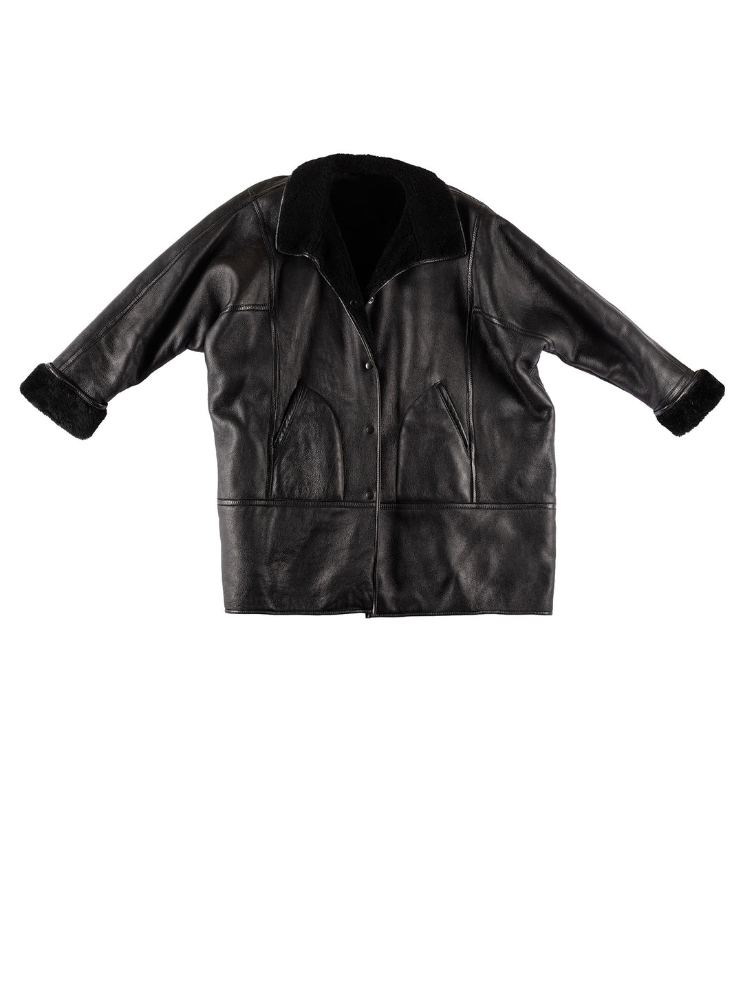 Vintage 90's Men Sheepskin Coat in BlackVN599