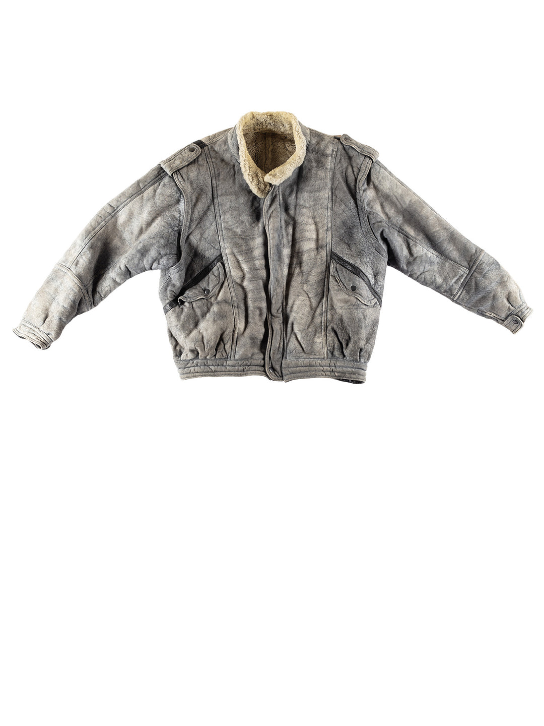 Vintage 80's Men Sheepskin Jacket in GrayVN758