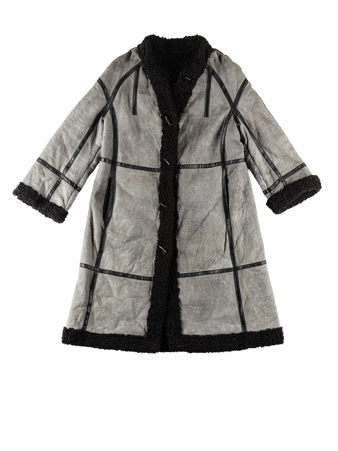 Vintage 70's Women Sheepskin Coat in GrayMN634