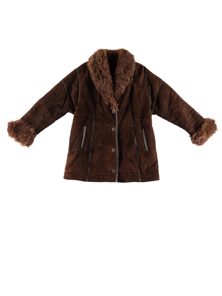Vintage 70's Women Sheepskin Coat in BrownMN398