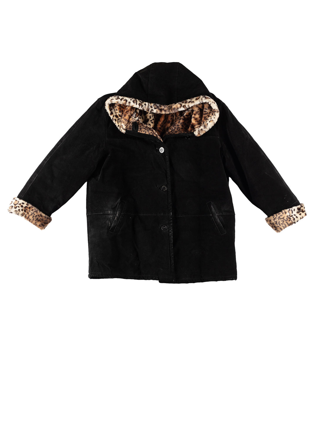 Vintage 80's Women Faux Sheepskin Coat in BlackMN457