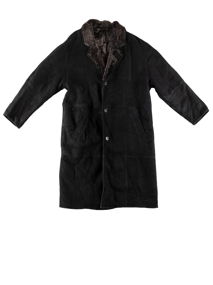 Vintage 80's Men Sheepskin Coat in BlackVN749