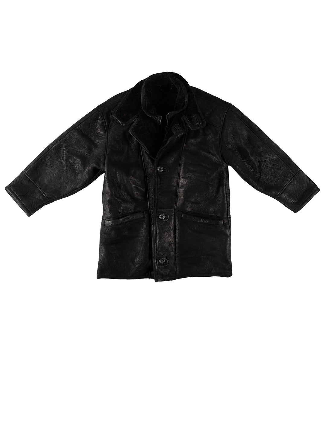 Vintage 80's Men Sheepskin Coat in BlackVN556