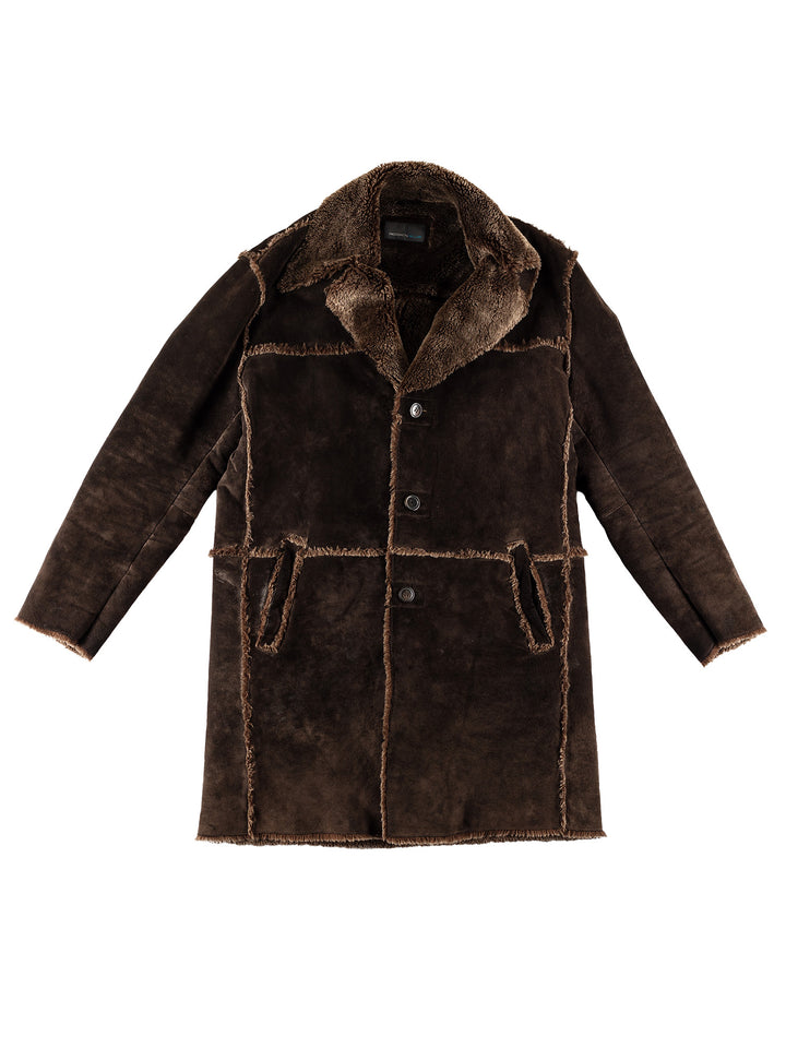 Vintage 70's Men Faux Sheepskin Coat in BrownVN710