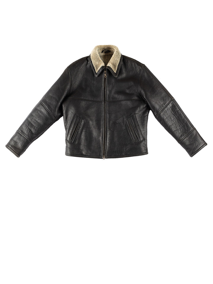 Vintage 80's Men Sheepskin Jacket in BlackVN668