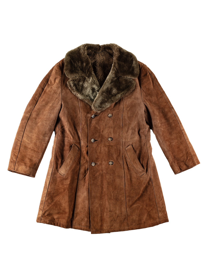 Vintage 70's Men Faux Sheepskin Coat in BrownMN547