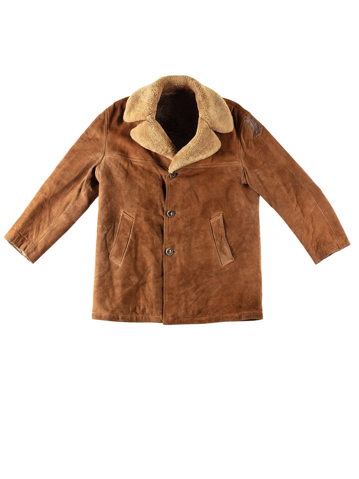 Vintage 80's Men Faux Sheepskin Coat in BrownVN350