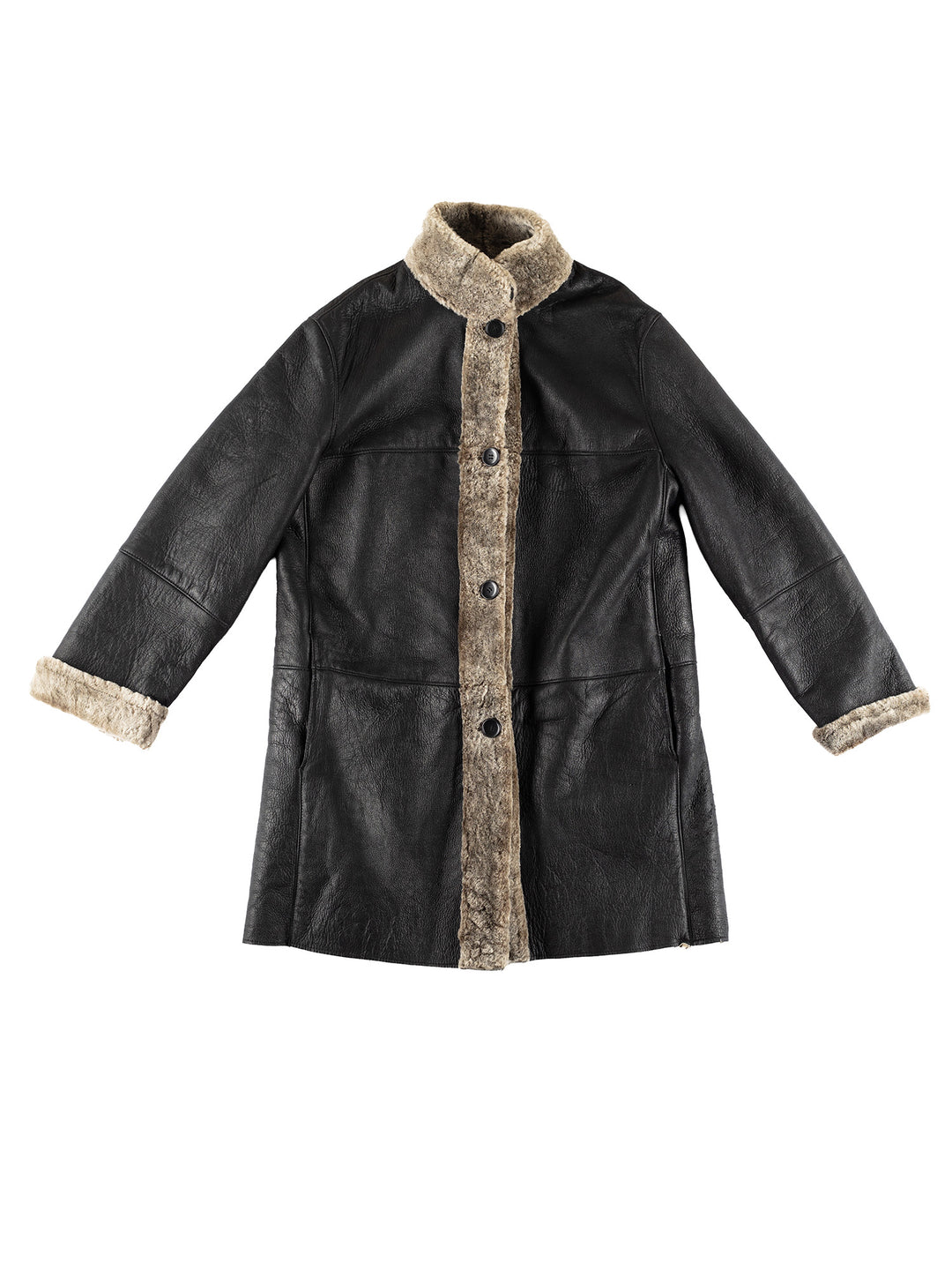 Vintage 80's Women Sheepskin Coat in BlackMN387
