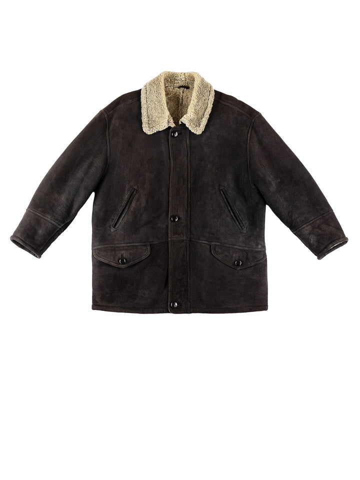 Vintage 80's Men Sheepskin Coat in BlackVN720