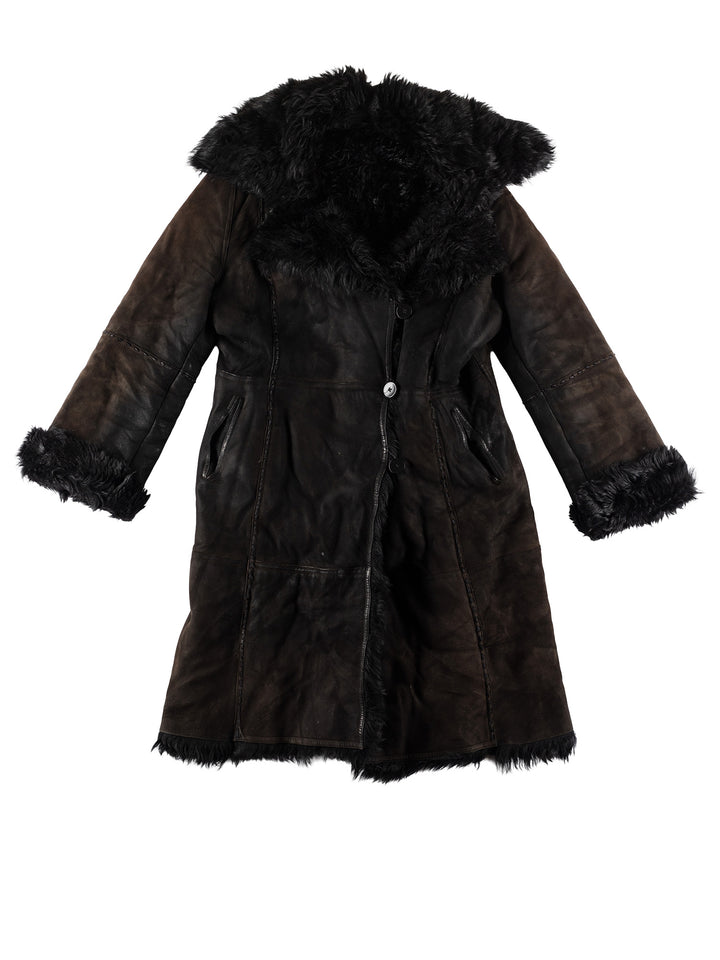 Vintage 70's Women Sheepskin Coat in BlackMN508