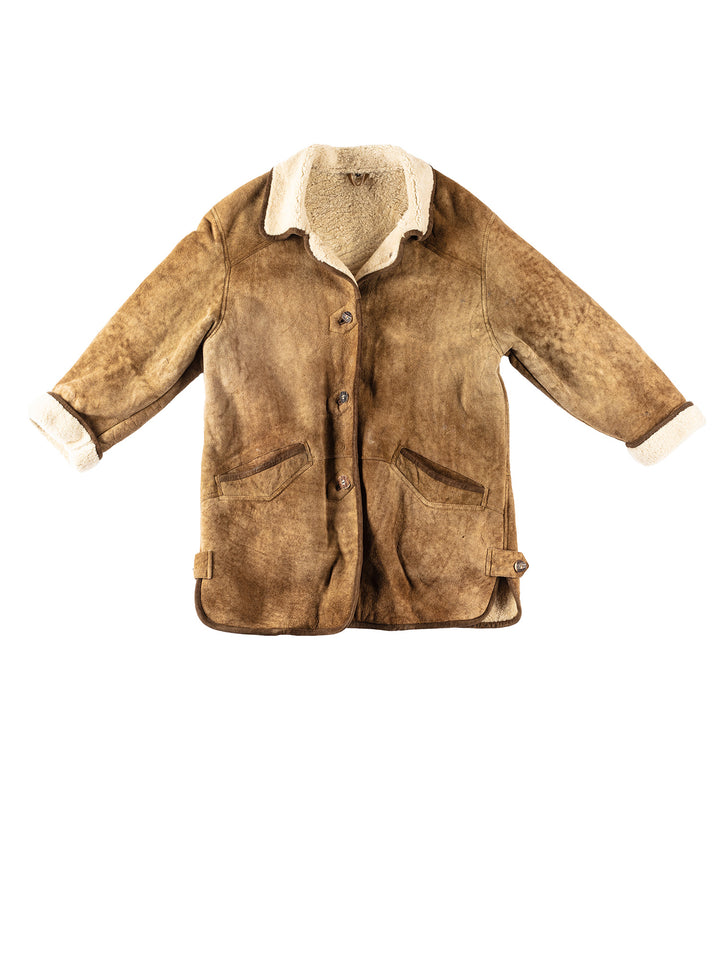 Vintage 80's Women Sheepskin Coat in BrownMN322