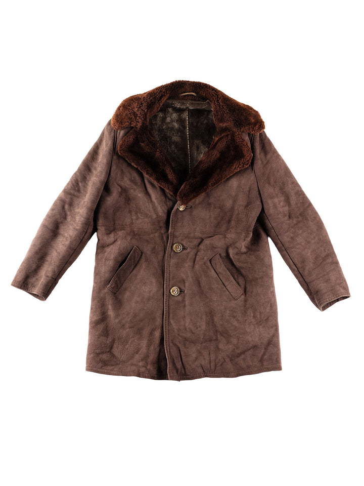 Vintage 70's Men Sheepskin Coat in BrownVN320