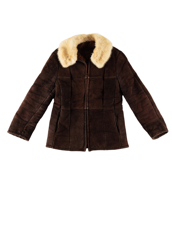 Vintage 70's Women Sheepskin Jacket in BrownMN676
