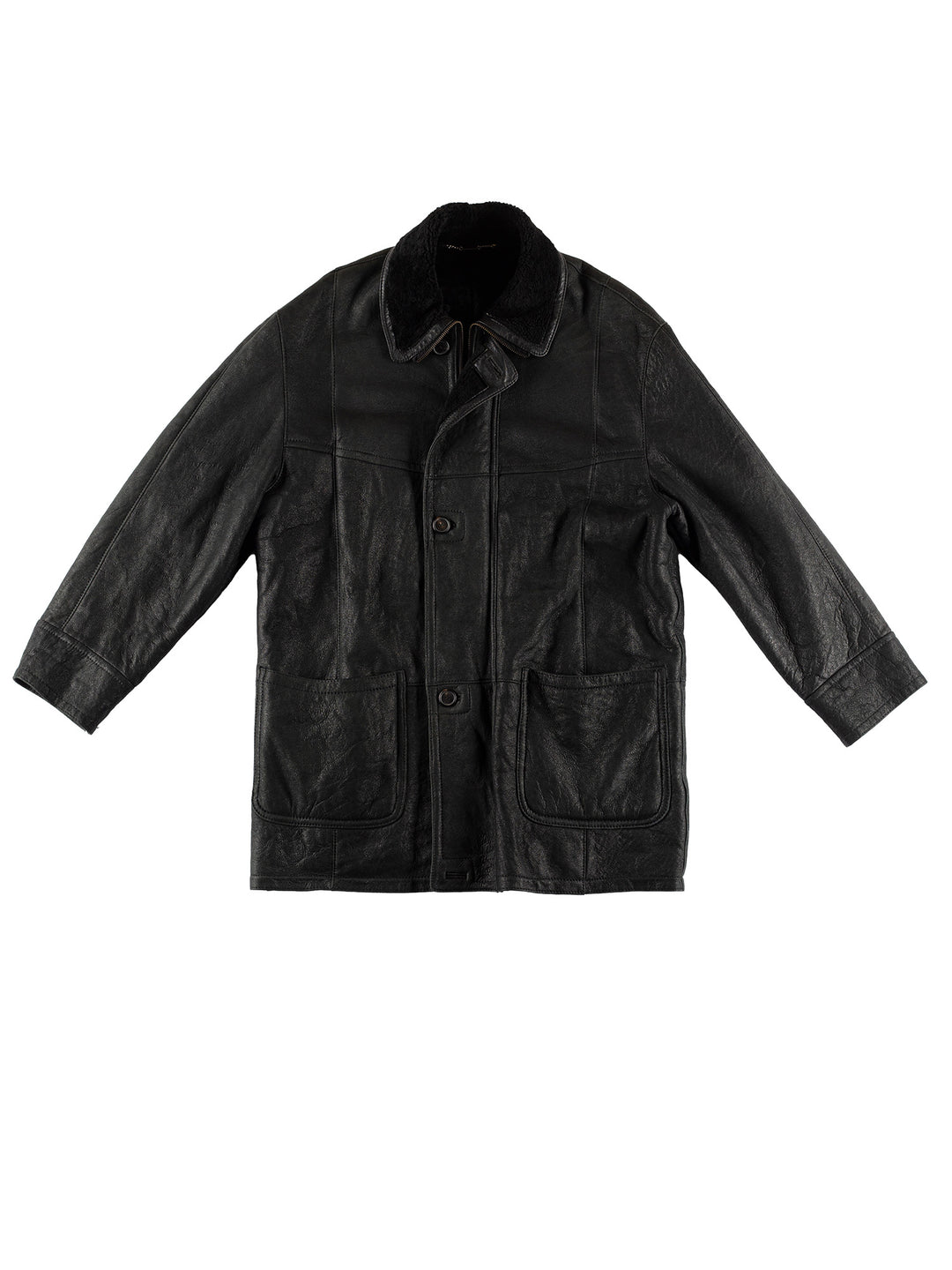 Vintage 80's Men Sheepskin Coat in BlackVN503
