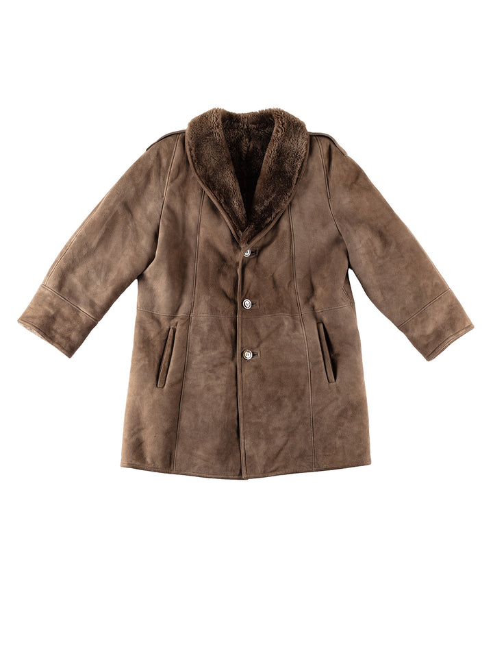 Vintage 80's Men Sheepskin Coat in BrownVN415