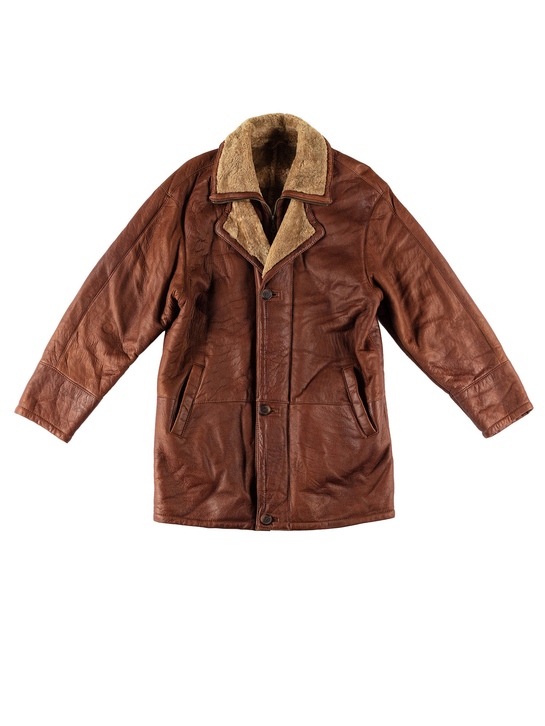 Vintage 80's Men Sheepskin Coat in BrownVN578