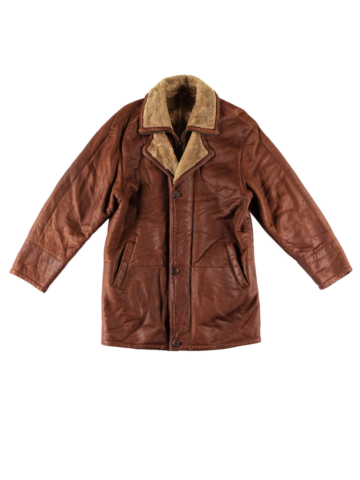 Vintage 80's Men Sheepskin Coat in BrownVN578